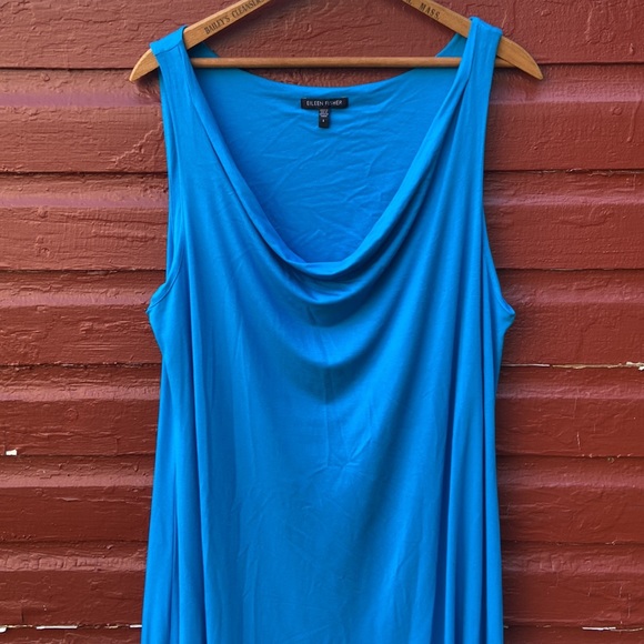 Eileen Fisher Sleeveless Cowl-Neck Jersey Dress in Bright Blue Women's Size L - Picture 5 of 10